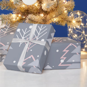 Papel De Presente Padrão de Natal elegante para cinzas minimalistas