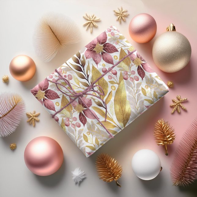 Papel De Presente Padrão de Natal em Dourado Rosa#21 ID1009 (Criador carregado)