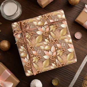 Papel De Presente Padrão de Natal em Ouro Rosa #8 ID1009