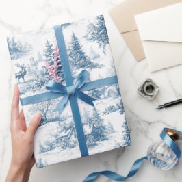 Papel De Presente Padrão de Natal em Toile Azul 