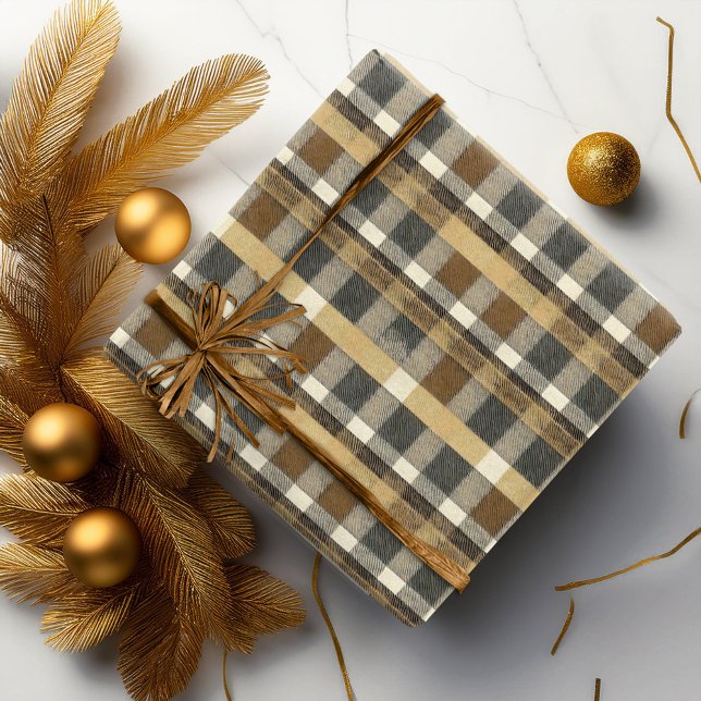 Papel De Presente Padrão de Natal em Tons Terrosos Dourados #7 ID100 (Criador carregado)