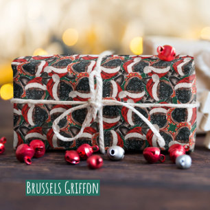 Papel De Presente Padrão de Natal engraçado Bruxelas Griffon