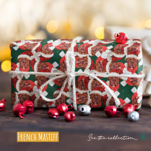 Papel De Presente Padrão de Natal Engraçado do Mastim Francês