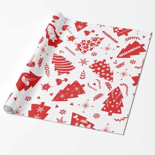 Papel De Presente Padrão de Natal escandinavo (Desenrolado)