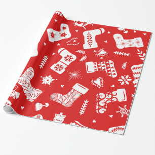 Papel De Presente Padrão de Natal escandinavo