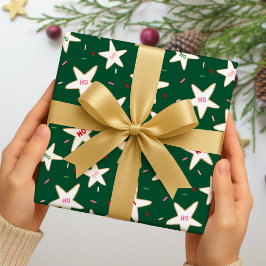 Papel De Presente Padrão de Natal Estrela de Biscoito de Gengibre
