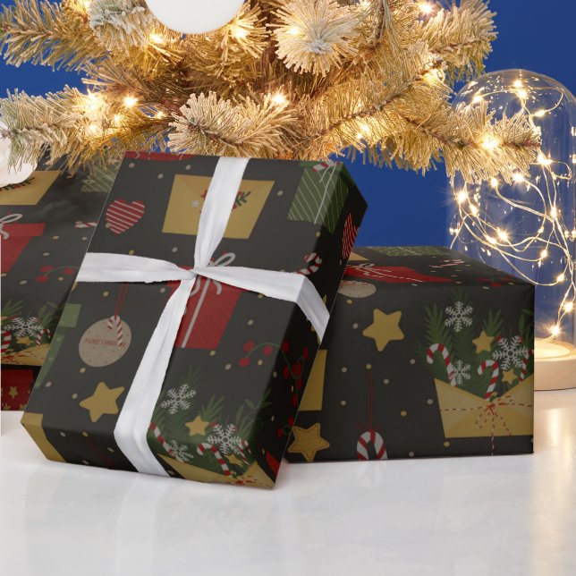 Papel De Presente Padrão de Natal Festivo (Feriados)