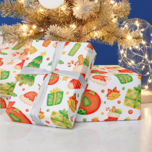 Papel De Presente Padrão de Natal Festivo e Colorido
