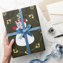 Papel De Presente Padrão de Natal Festivo Snowman
