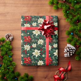 Papel De Presente Padrão de Natal Floral
