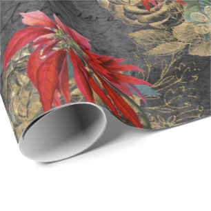 Papel De Presente Padrão de Natal Floral Gothic Grunge