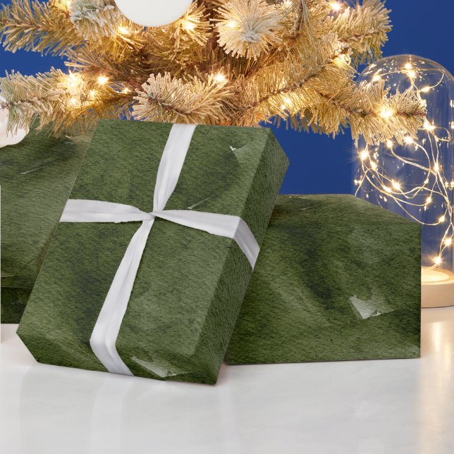 Papel De Presente Padrão de Natal Moderno Verde da Aquarela (Feriados)