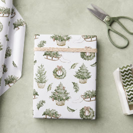 Papel De Presente Padrão de Natal Nostálgico Elegante