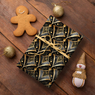 Papel De Presente Padrão de Natal Ouro Negro #15 ID1009