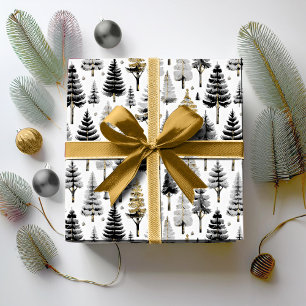 Papel De Presente Padrão de Natal Ouro Preto#26 ID1009