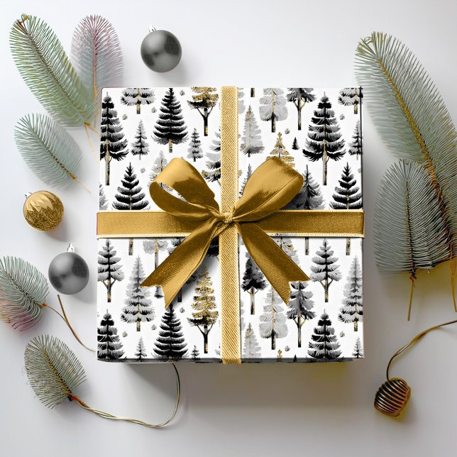 Papel De Presente Padrão de Natal Ouro Preto#26 ID1009 (Criador carregado)
