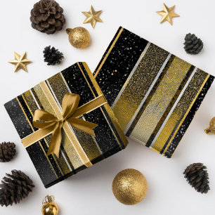 Papel De Presente Padrão de Natal Ouro Preto#27 ID1009