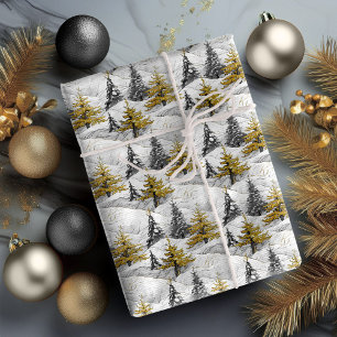 Papel De Presente Padrão de Natal Ouro Preto#4 ID1009