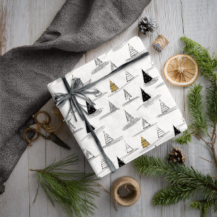 Papel De Presente Padrão de Natal Ouro Preto #5 ID1009