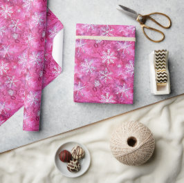 Papel De Presente Padrão de Natal para Neve Rosa - Cartoon de Aquare