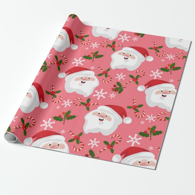 Papel De Presente Padrão de Natal para Papais noeis bonitos (Desenrolado)