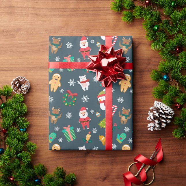 Papel De Presente Padrão De Natal Para papais noeis E Amigos (Presente de Natal)