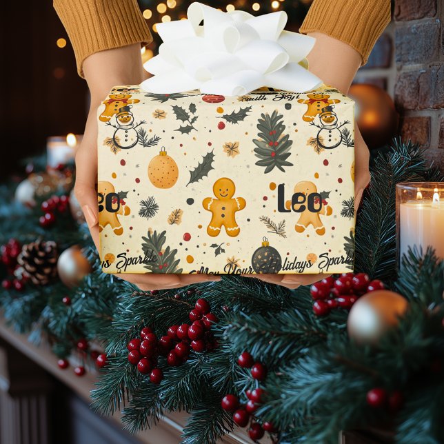 Papel De Presente Padrão de Natal Personalizado de Biscoito de Gengi (Criador carregado)