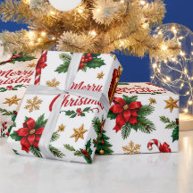 Padrão de Natal Poinsettia & Pine