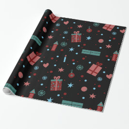 Papel De Presente Padrão de Natal Preto