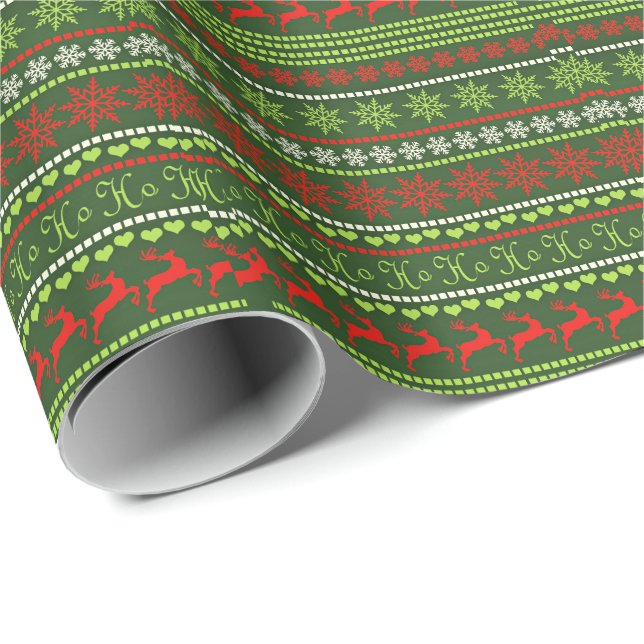 Papel De Presente Padrão de Natal Repetitivo (Ponta do rolo)