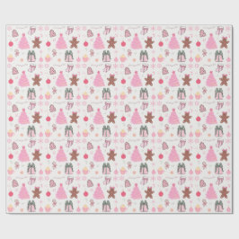 Papel De Presente Padrão de Natal Rosa