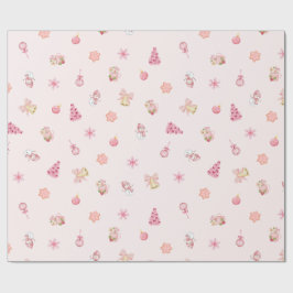 Papel De Presente Padrão de Natal Rosa Aconchegante