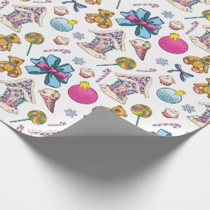 Papel De Presente Padrão De Natal Rosa E Bonito