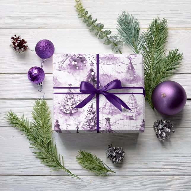 Papel De Presente Padrão de Natal Roxo#3 ID1009 (Criador carregado)