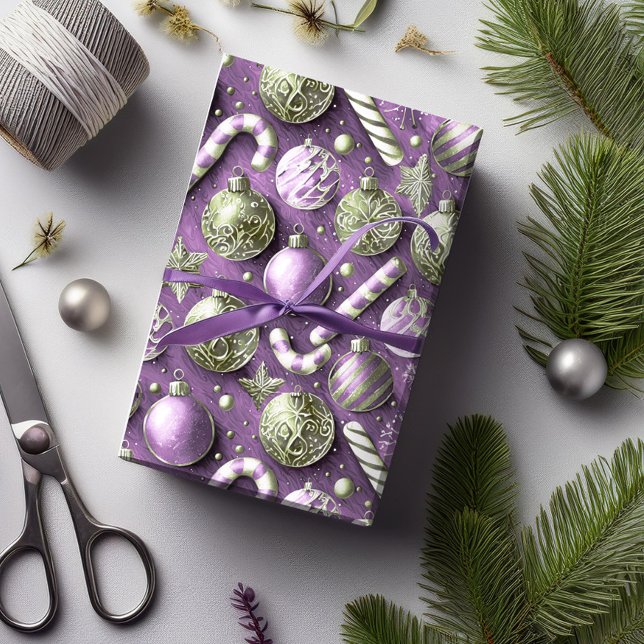 Papel De Presente Padrão de Natal Roxo Verde#12 ID1009 (Criador carregado)