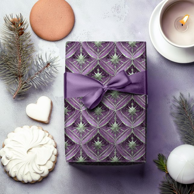 Papel De Presente Padrão de Natal Roxo Verde #16 ID1009 (Criador carregado)