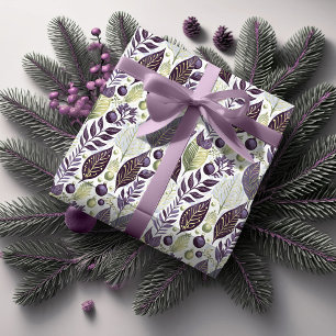 Papel De Presente Padrão de Natal Roxo Verde #21 ID1009