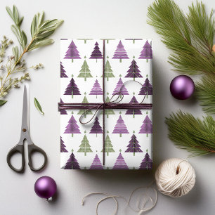Papel De Presente Padrão de Natal Roxo Verde#24 ID1009