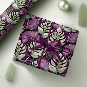 Papel De Presente Padrão de Natal Roxo Verde#29 ID1009