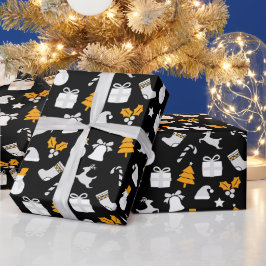 Papel De Presente Padrão de Natal sem costura da Trendy Negra