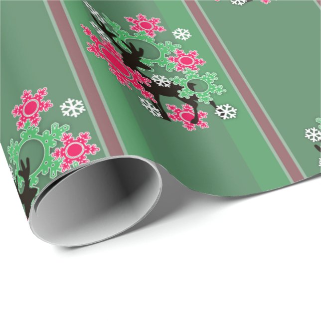 Papel De Presente Padrão de Natal Verde, Natal (Ponta do rolo)