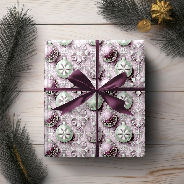 Papel De Presente Padrão de Natal Verde Roxo nº 20 ID1009 (Criador carregado)