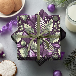 Papel De Presente Padrão de Natal Verde Roxo nº 22 ID1009