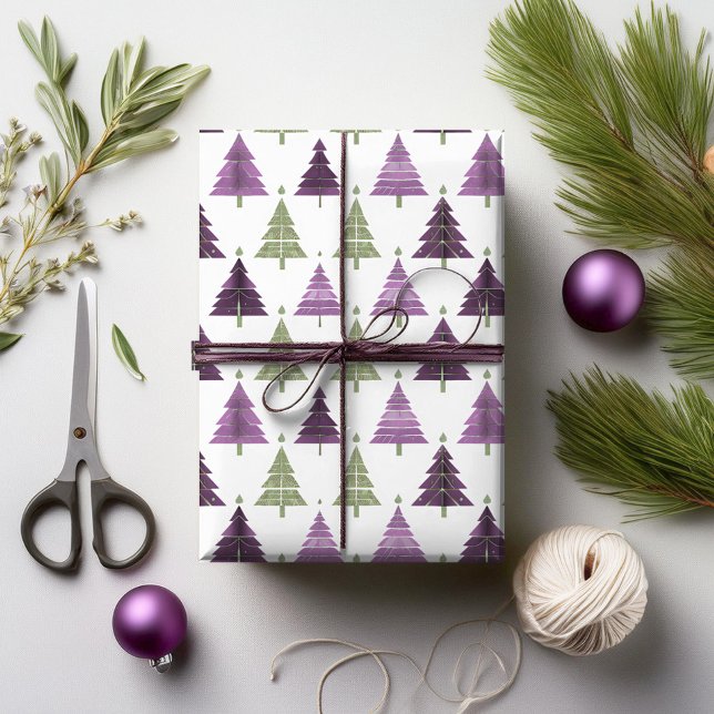 Papel De Presente Padrão de Natal Verde Roxo nº 24 ID1009 (Criador carregado)