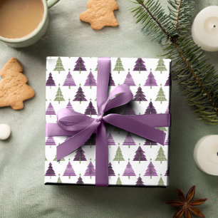 Papel De Presente Padrão de Natal Verde Roxo nº 25 ID1009