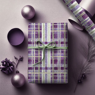 Papel De Presente Padrão de Natal Verde Roxo nº 2 ID1009
