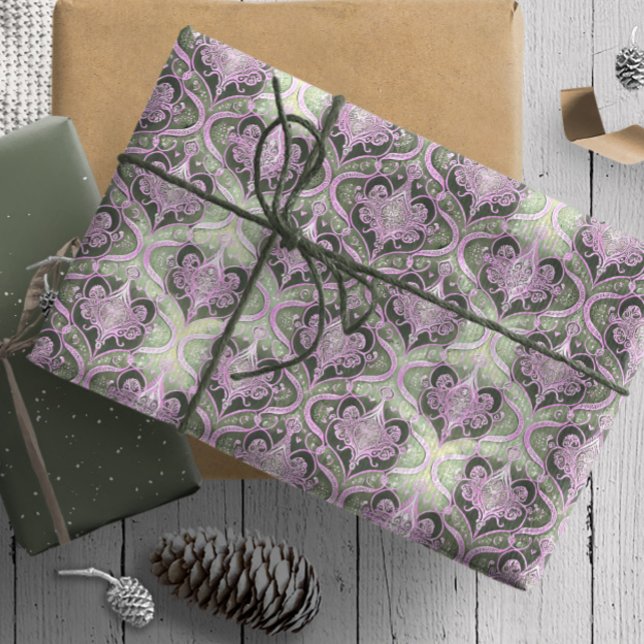 Papel De Presente Padrão de Natal Verde Roxo nº 30 ID1009 (Criador carregado)
