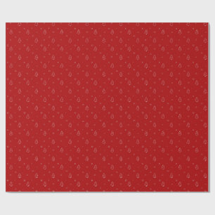 Papel De Presente Padrão de Natal Vermelho.Árvores festivas e flocos