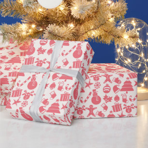 Papel De Presente Padrão de Natal Vermelho - Festivo e Divertido