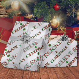 Papel De Presente Padrão de Natal Vermelho Verde Fofo
